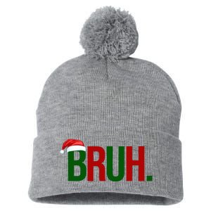 Bruh Christmas Santa Funny Pom Pom 12in Knit Beanie