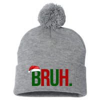 Bruh Christmas Santa Funny Pom Pom 12in Knit Beanie