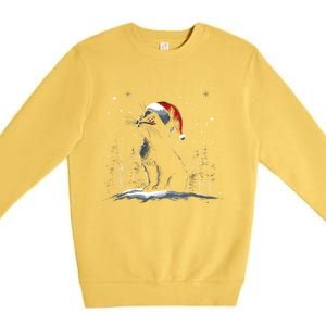 Black Cat Santa Hat Christmas Xmas Kitten Gift Premium Crewneck Sweatshirt