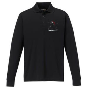 Black Cat Santa Hat Christmas Xmas Kitten Gift Performance Long Sleeve Polo