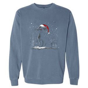 Black Cat Santa Hat Christmas Xmas Kitten Gift Garment-Dyed Sweatshirt