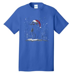 Black Cat Santa Hat Christmas Xmas Kitten Gift Tall T-Shirt