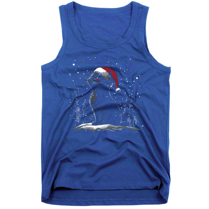 Black Cat Santa Hat Christmas Xmas Kitten Gift Tank Top