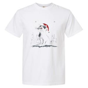 Black Cat Santa Hat Christmas Xmas Kitten Gift Garment-Dyed Heavyweight T-Shirt