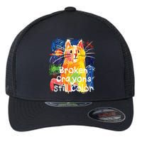 Broken Crayons Still Color Cat Teacher Flexfit Unipanel Trucker Cap