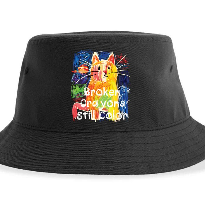 Broken Crayons Still Color Cat Teacher Sustainable Bucket Hat