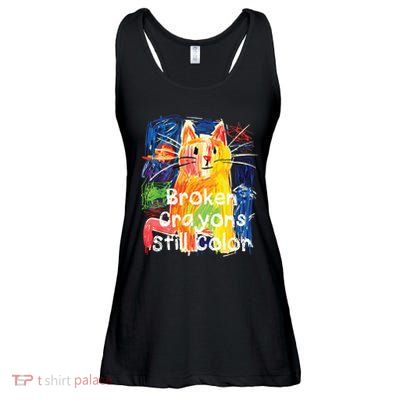 Broken Crayons Still Color Cat Teacher Ladies Essential Flowy Tank