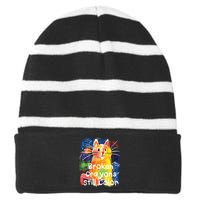 Broken Crayons Still Color Cat Teacher Striped Beanie with Solid Band