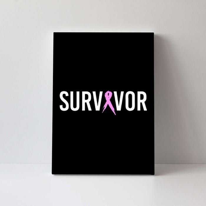 Breast Cancer Survivor Design WIth Pink Cancer Ribbon Canvas