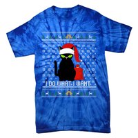 Black Cat Santa Hat I Do What I Want Ugly Christmas Cool Gift Tie-Dye T-Shirt