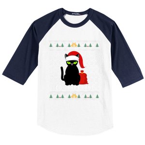 Black Cat Santa Hat I Do What I Want Ugly Christmas Cool Gift Baseball Sleeve Shirt