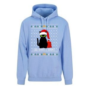 Black Cat Santa Hat I Do What I Want Ugly Christmas Cool Gift Unisex Surf Hoodie