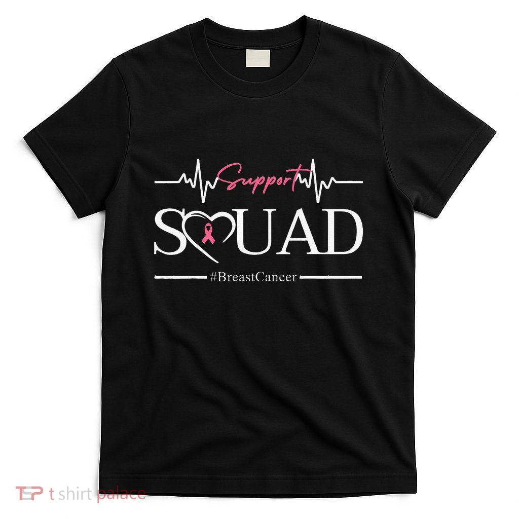 Breast Cancer Squad With Heart And P.Ink Ribbon Gift T-Shirt