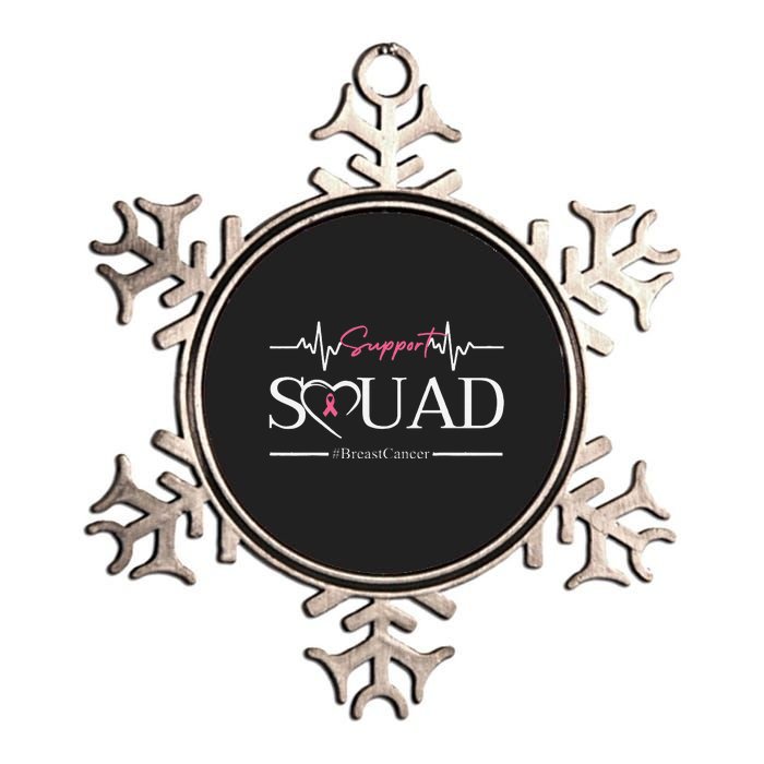 Breast Cancer Squad With Heart And P.Ink Ribbon Gift Metallic Star Ornament