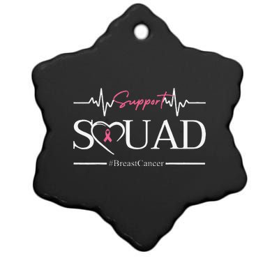 Breast Cancer Squad With Heart And P.Ink Ribbon Gift Ceramic Star Ornament