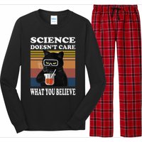 Black Cat Scientist Science DoesnT Care What You Believe Long Sleeve Pajama Set