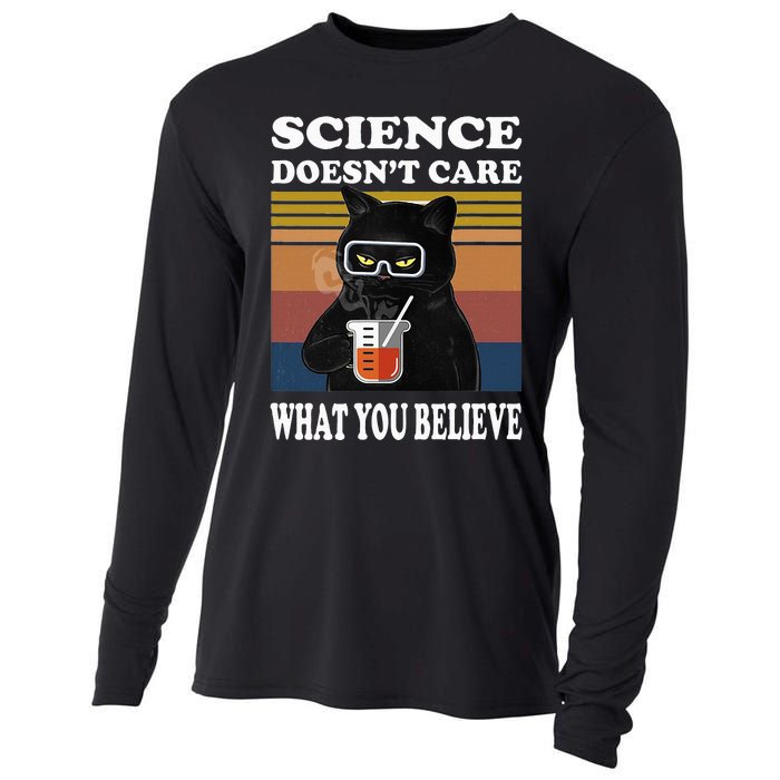 Black Cat Scientist Science DoesnT Care What You Believe Cooling Performance Long Sleeve Crew