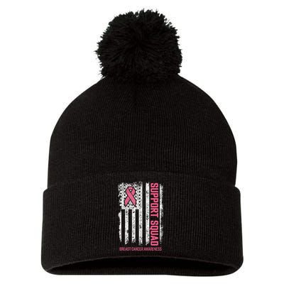 Breast Cancer Support Squad Breast Cancer Pom Pom 12in Knit Beanie