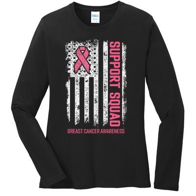 Breast Cancer Support Squad Breast Cancer Ladies Long Sleeve Shirt