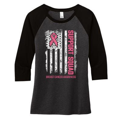 Breast Cancer Support Squad Breast Cancer Women's Tri-Blend 3/4-Sleeve Raglan Shirt