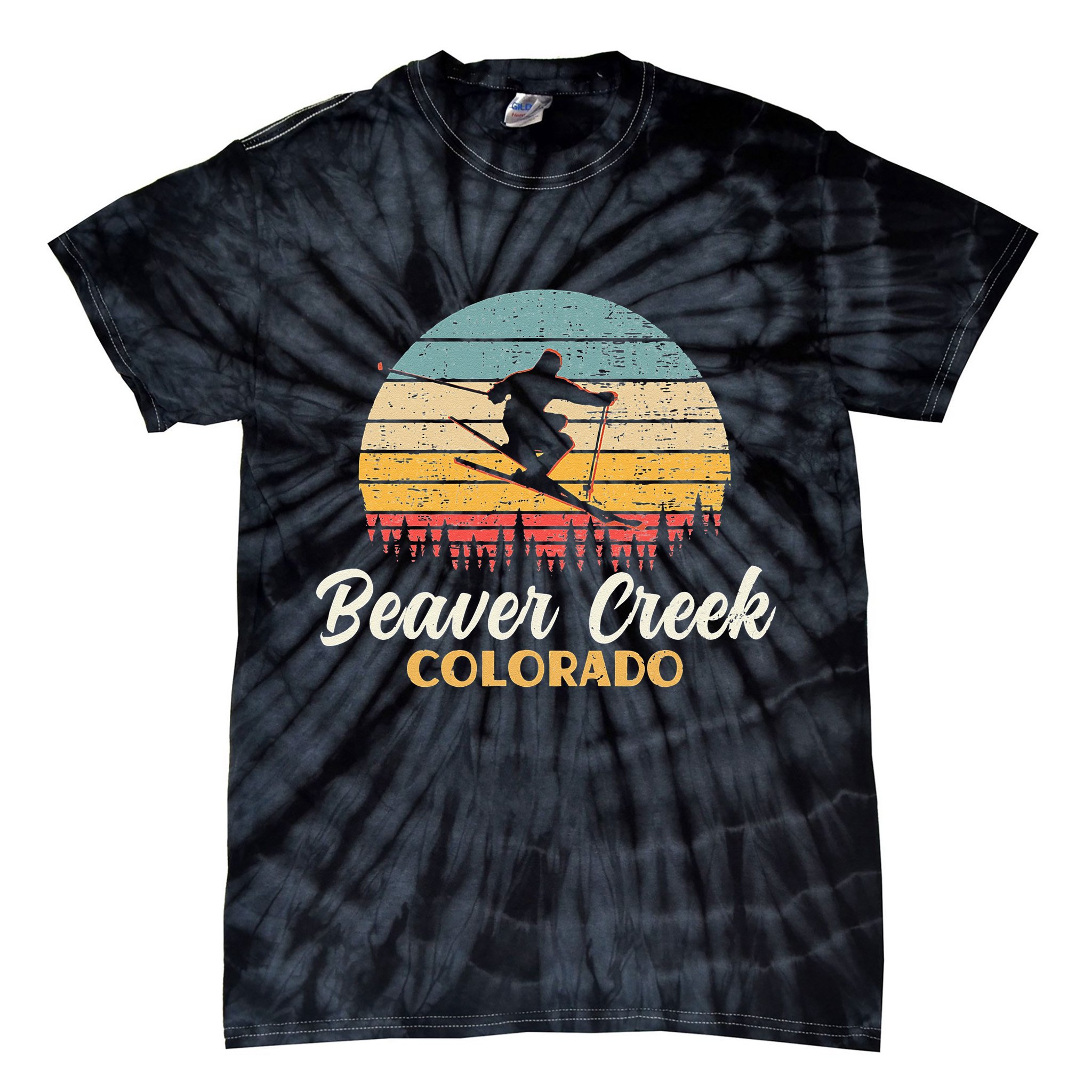 Beaver Creek Skiing Colorado Vintage Mountain Ski Vacation Tie-Dye T-Shirt