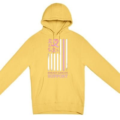 Breast Cancer Support Usa Flag Premium Pullover Hoodie