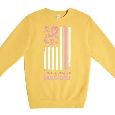 Breast Cancer Support Usa Flag Premium Crewneck Sweatshirt