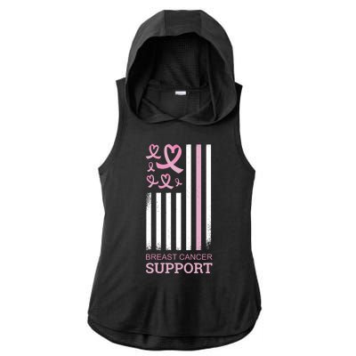 Breast Cancer Support Usa Flag Ladies PosiCharge Tri-Blend Wicking Draft Hoodie Tank