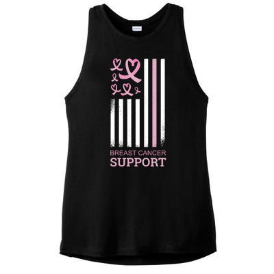 Breast Cancer Support Usa Flag Ladies PosiCharge Tri-Blend Wicking Tank