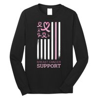 Breast Cancer Support Usa Flag Long Sleeve Shirt