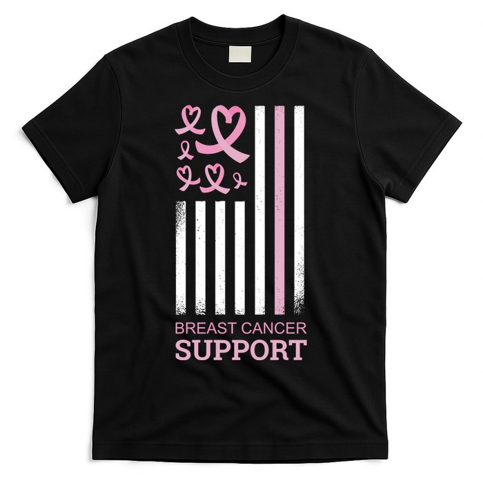 Breast Cancer Support Usa Flag T-Shirt