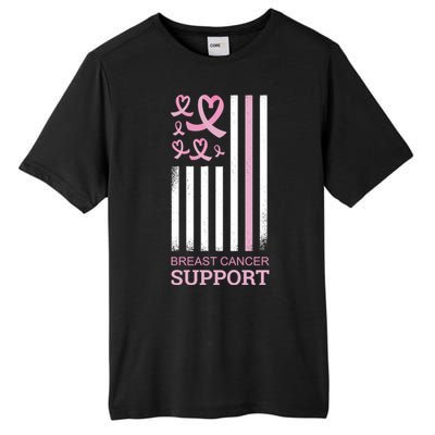 Breast Cancer Support Usa Flag Tall Fusion ChromaSoft Performance T-Shirt