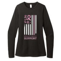 Breast Cancer Support Usa Flag Womens CVC Long Sleeve Shirt