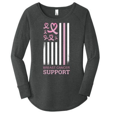 Breast Cancer Support Usa Flag Women's Perfect Tri Tunic Long Sleeve Shirt