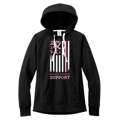 Breast Cancer Support Usa Flag Women's Fleece Hoodie