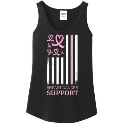 Breast Cancer Support Usa Flag Ladies Essential Tank