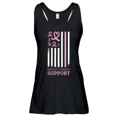 Breast Cancer Support Usa Flag Ladies Essential Flowy Tank