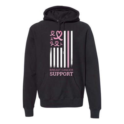 Breast Cancer Support Usa Flag Premium Hoodie