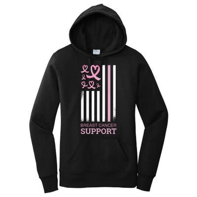 Breast Cancer Support Usa Flag Women's Pullover Hoodie