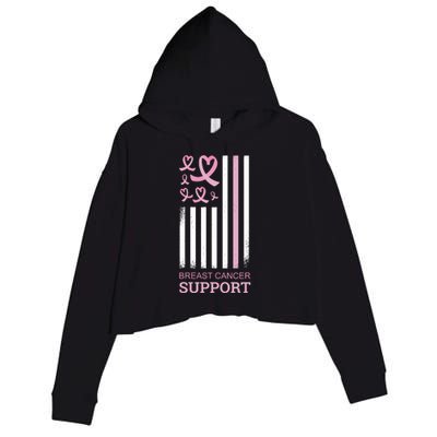 Breast Cancer Support Usa Flag Crop Fleece Hoodie