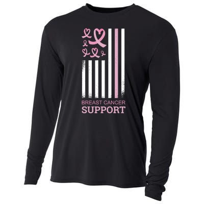 Breast Cancer Support Usa Flag Cooling Performance Long Sleeve Crew