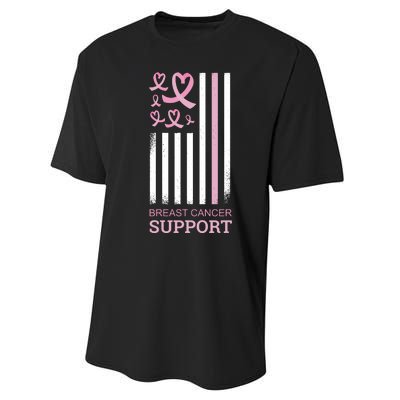 Breast Cancer Support Usa Flag Performance Sprint T-Shirt