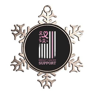 Breast Cancer Support Usa Flag Metallic Star Ornament