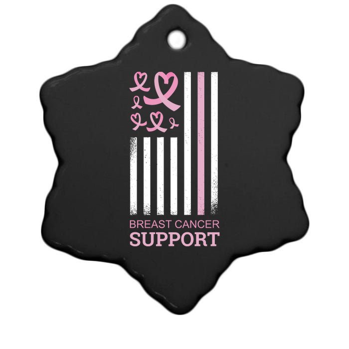 Breast Cancer Support Usa Flag Ceramic Star Ornament