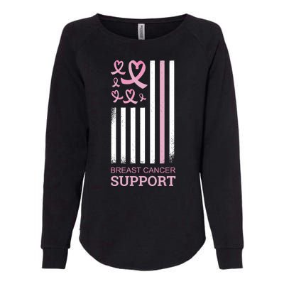 Breast Cancer Support Usa Flag Womens California Wash Sweatshirt