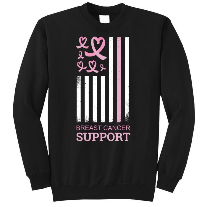 Breast Cancer Support Usa Flag Tall Sweatshirt