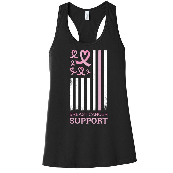 Breast Cancer Support Usa Flag Women's Racerback Tank