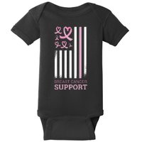 Breast Cancer Support Usa Flag Baby Bodysuit