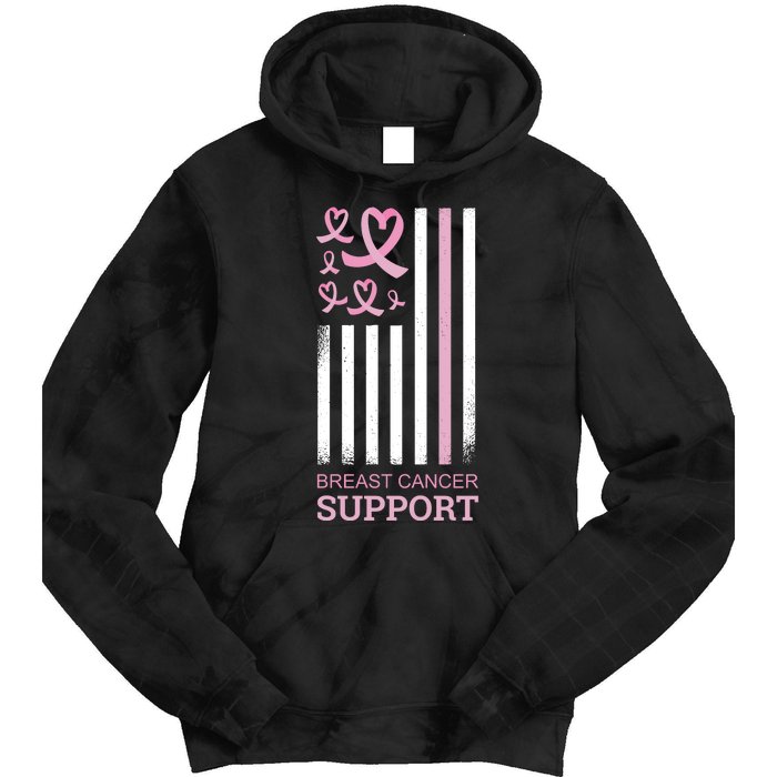 Breast Cancer Support Usa Flag Tie Dye Hoodie