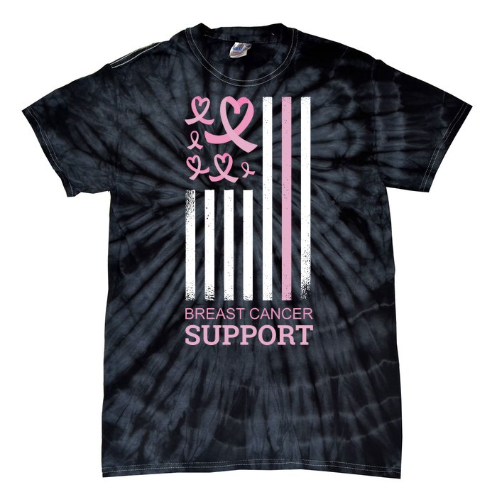 Breast Cancer Support Usa Flag Tie-Dye T-Shirt